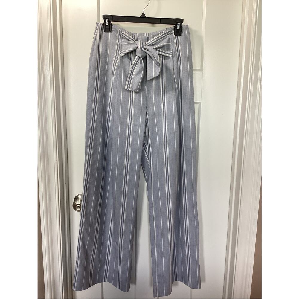 Antonio Melani Women's Striped Tie-Waist Bow Wide-Leg Dress Pants Blue Size 6